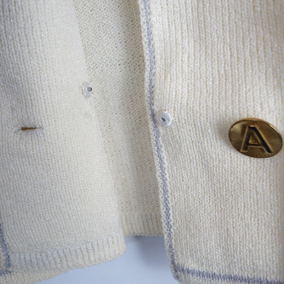 Vintage Adolfo At Saks Fifth Avenue Ivory Wool Blend Blazer Jacket, Size Medium - Picture 7 of 15